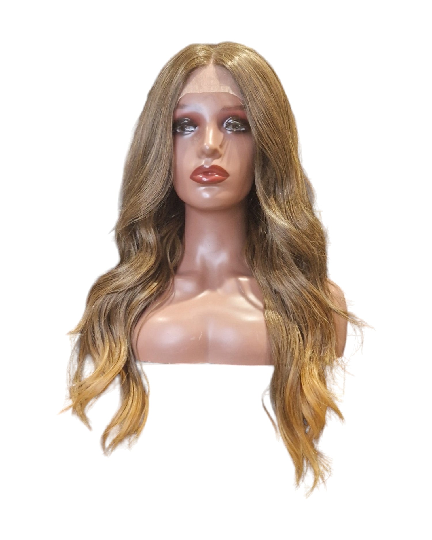 Brown Caramel Wavy Lace Front Middle Part Wig Tamsin-CelebWigs