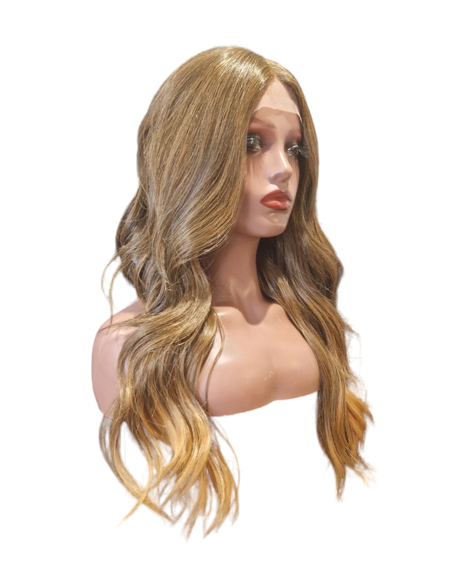 Brown Caramel Wavy Lace Front Middle Part Wig Tamsin-CelebWigs