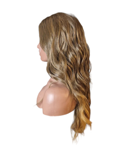 Brown Caramel Wavy Lace Front Middle Part Wig Tamsin-CelebWigs