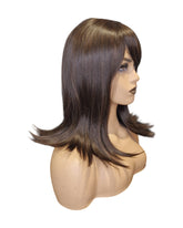 Dark Brown Long Bob Style Fringe Wig. Karmel Wig-CelebWigs