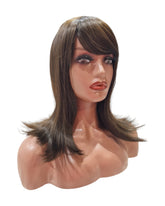 Dark Brown Long Bob Style Fringe Wig. Karmel Wig-CelebWigs