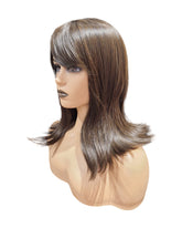 Dark Brown Long Bob Style Fringe Wig. Karmel Wig-CelebWigs