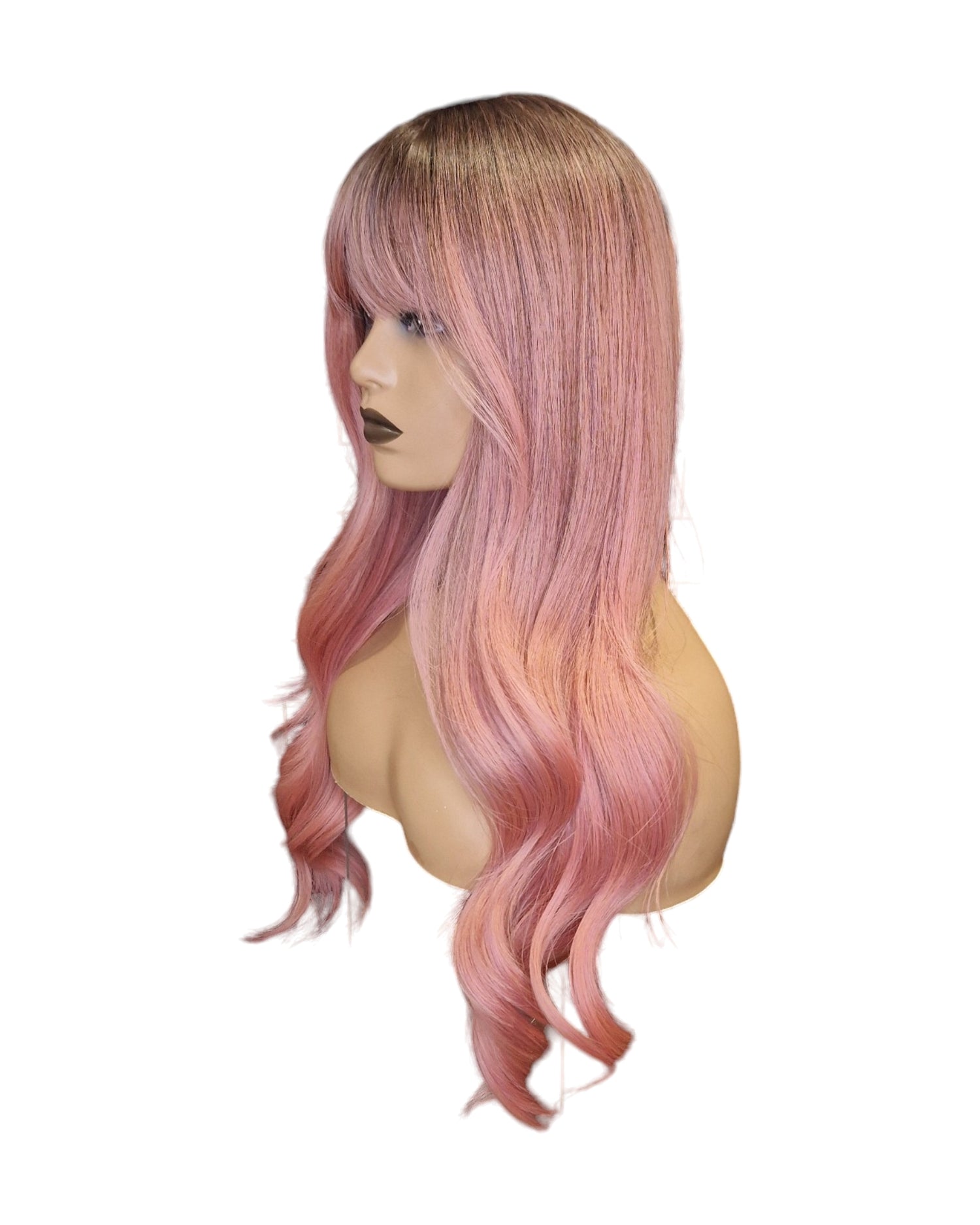 Pastel Pink Long Wavy Wig. Sakura-CelebWigs