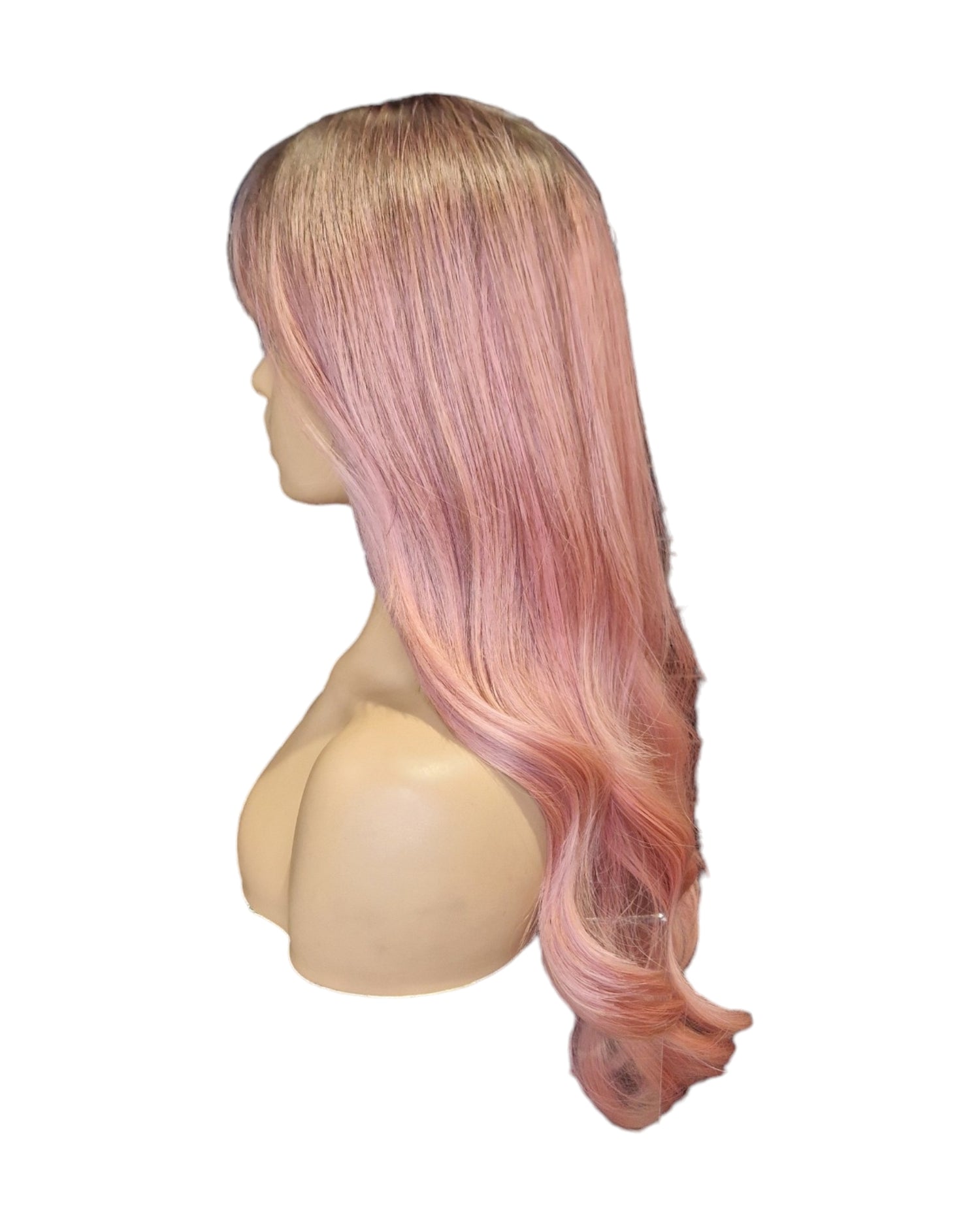 Pastel Pink Long Wavy Wig. Sakura-CelebWigs