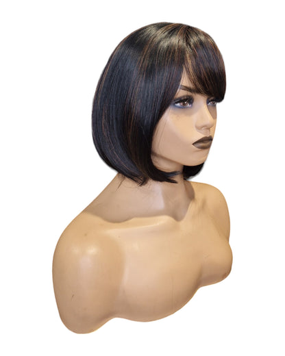 Dark Brown Caramel Lowlights Bob Wig. Katie-CelebWigs