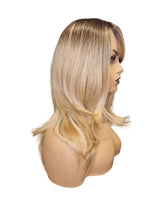 Sand Honey Blonde Ombre Rooted Layered Wig. Sandra-CelebWigs