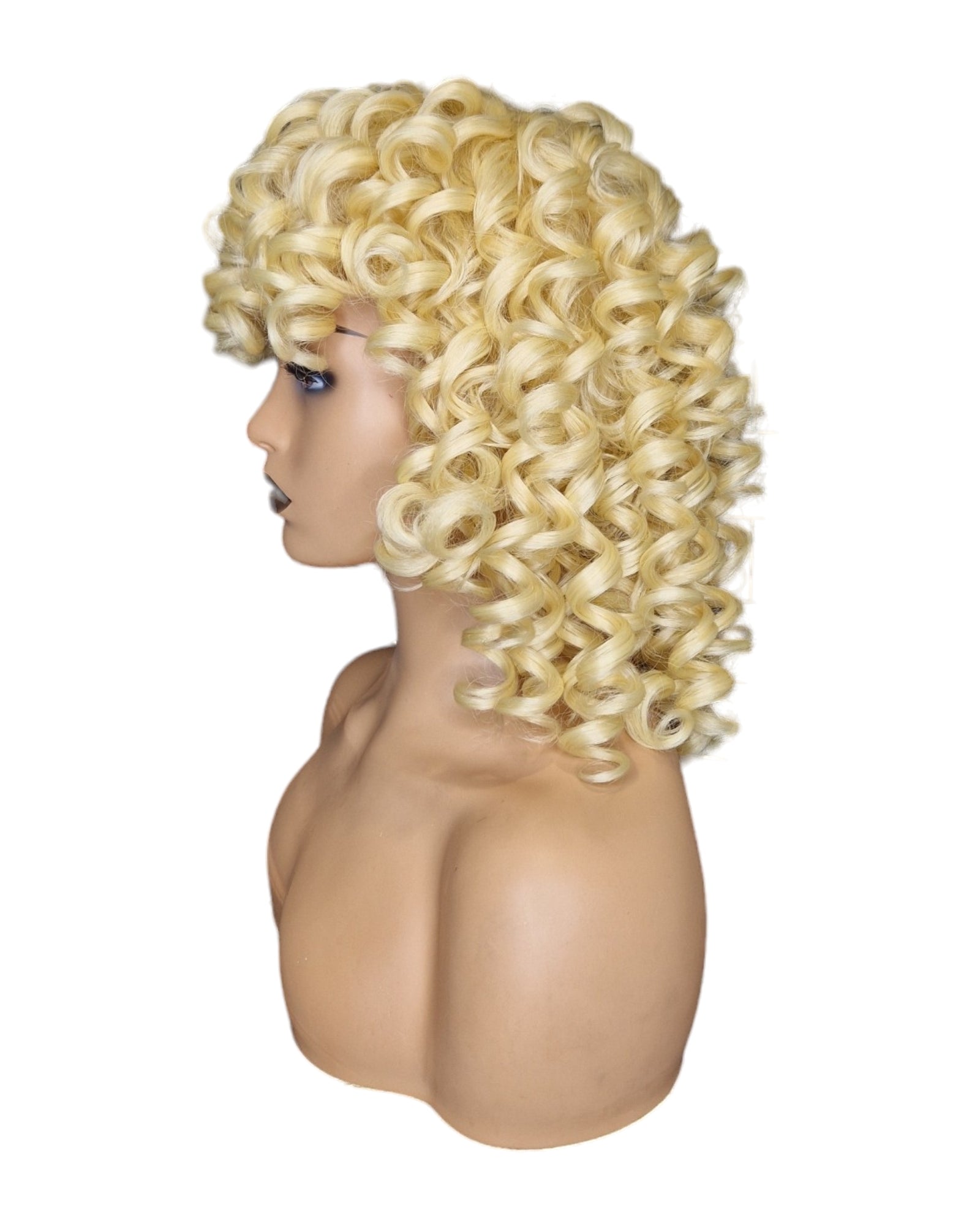 Blonde Corkscrew Curls Bob Style Wig. Prya-CelebWigs