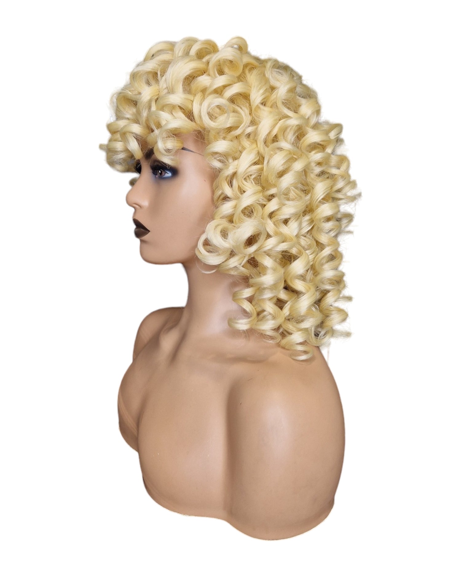 Blonde Corkscrew Curls Bob Style Wig. Prya-CelebWigs