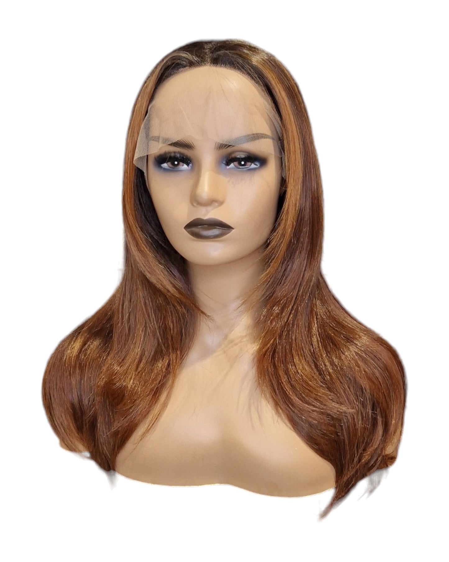 Auburn Caramel Ginger T Part Lace Front Wig. Amira T