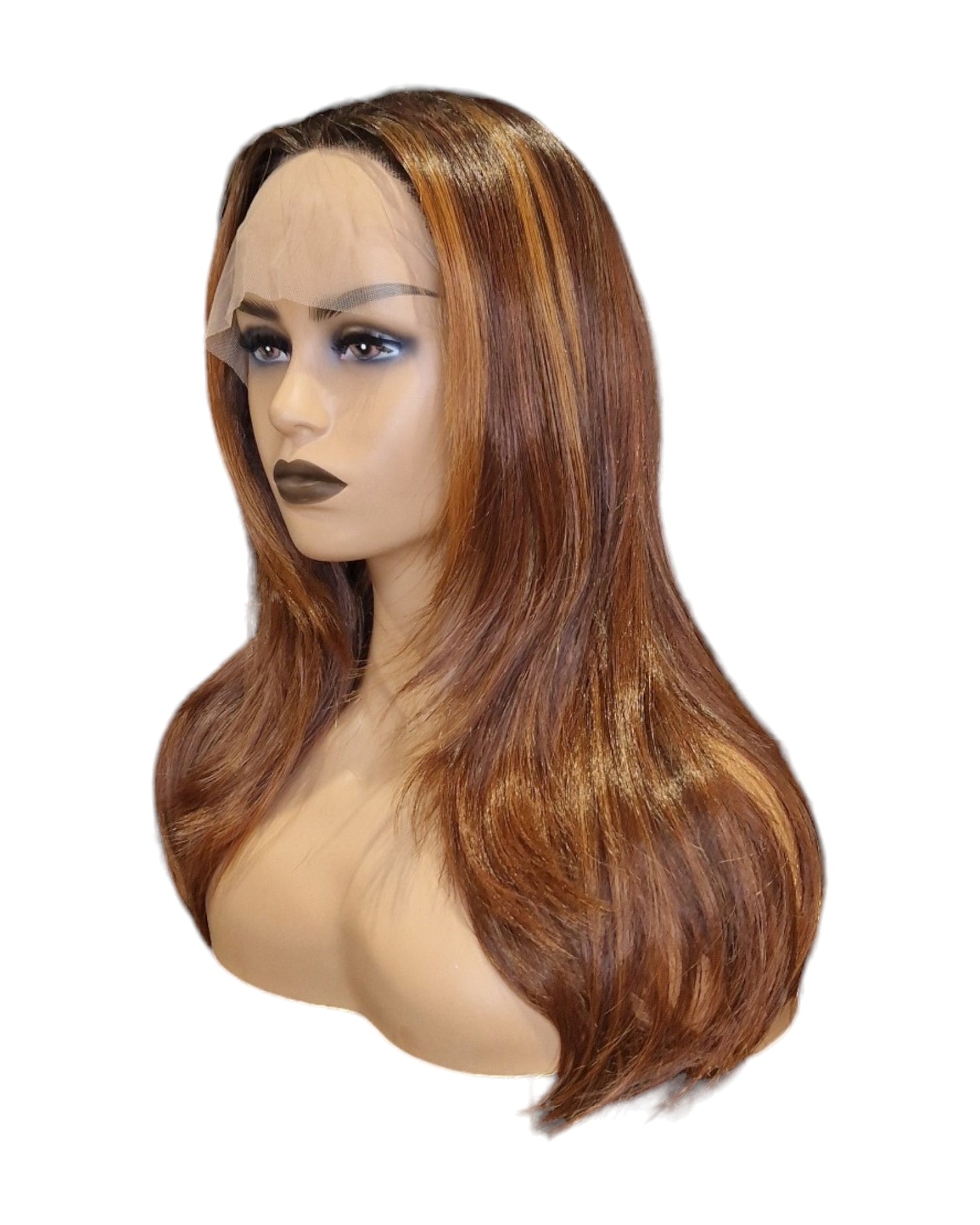 Auburn Caramel Ginger T Part Lace Front Wig. Amira T-CelebWigs