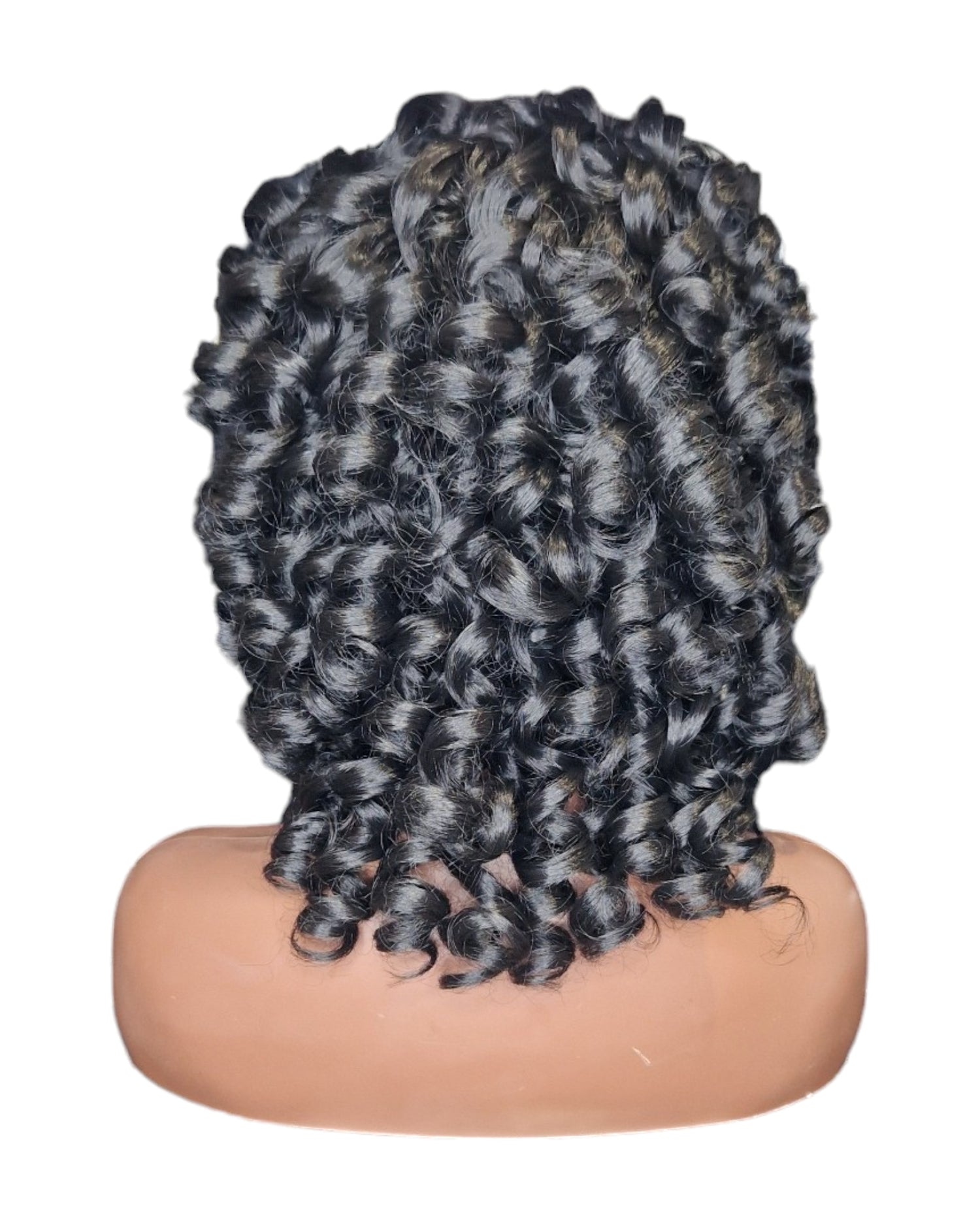 Black Corkscrew Coil Curls Wig. Shareen-CelebWigs