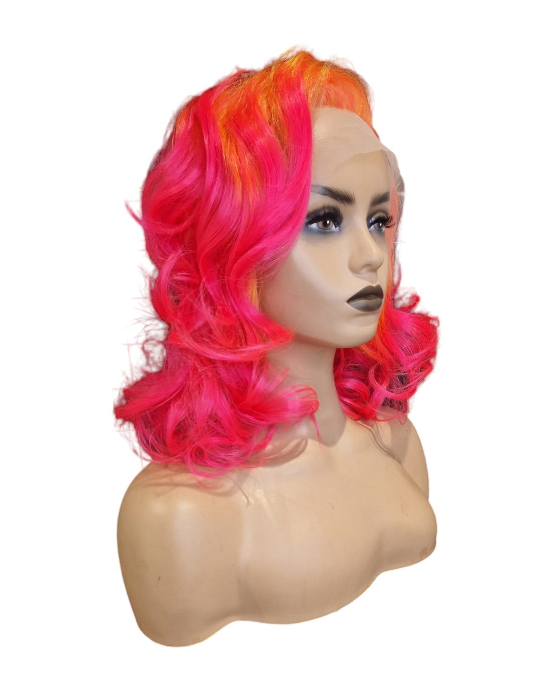 Neon Pink &amp; Orange Marilyn Style Lace Front Wig. Vera