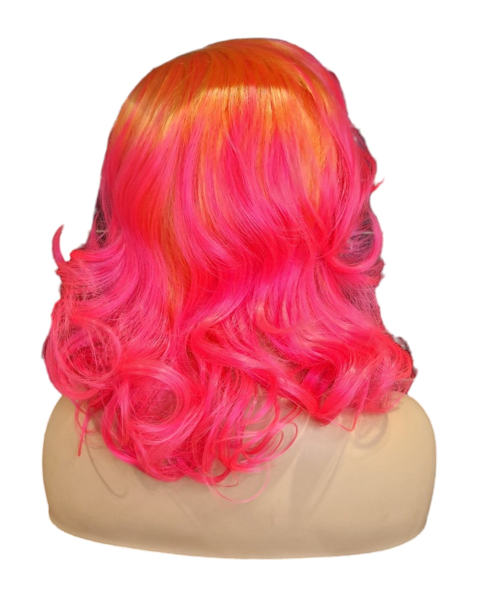 Neon Pink &amp; Orange Marilyn Style Lace Front Wig. Vera-CelebWigs