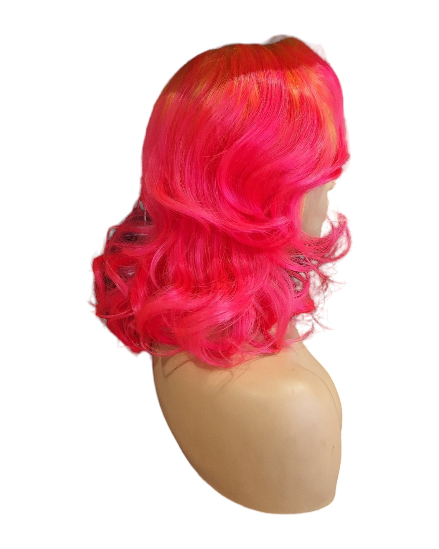 Neon Pink &amp; Orange Marilyn Style Lace Front Wig. Vera-CelebWigs