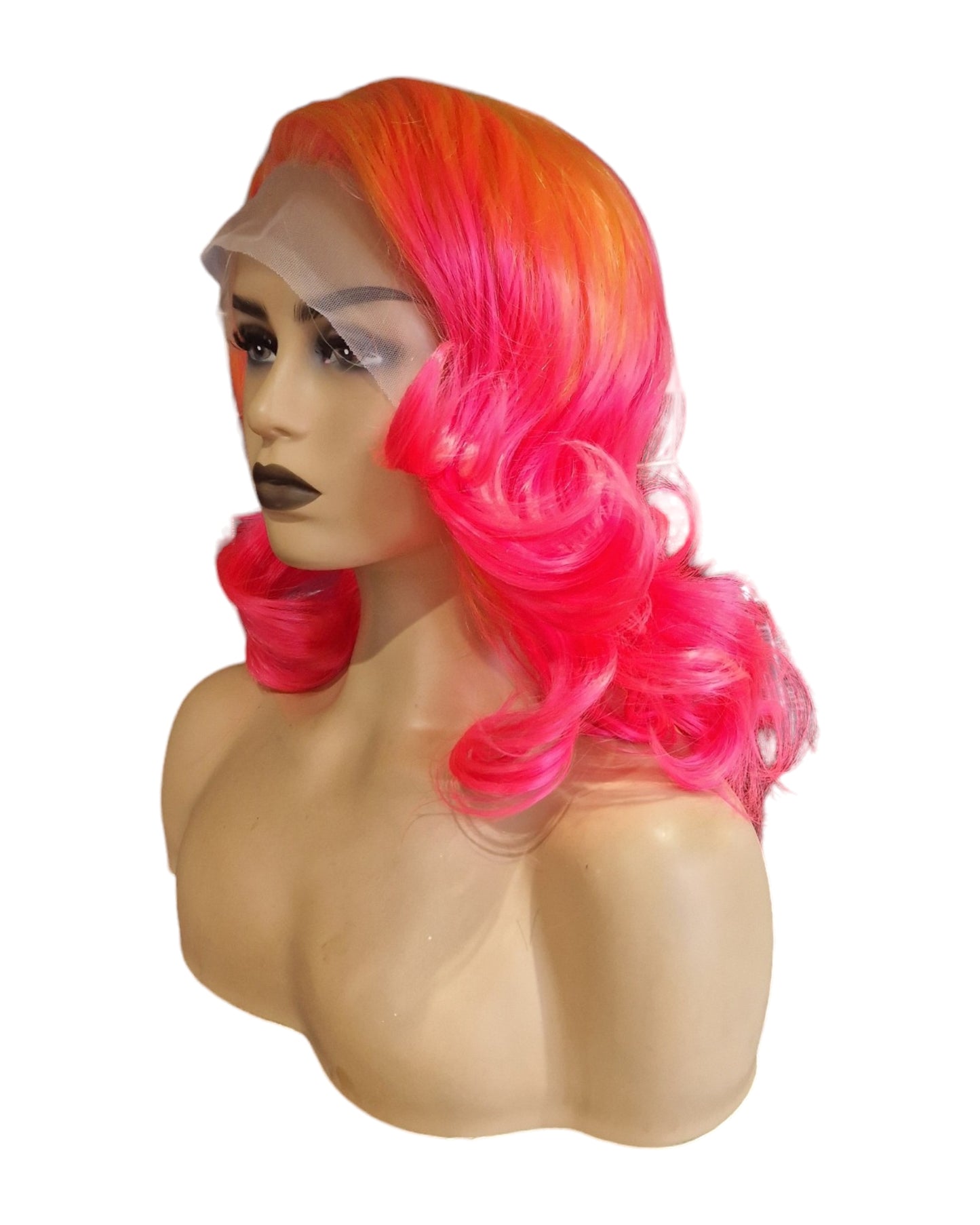 Neon Pink & Orange Marilyn Style Lace Front Wig. Vera