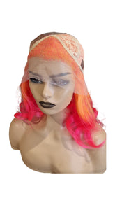 Neon Pink & Orange Marilyn Style Lace Front Wig. Vera-CelebWigs