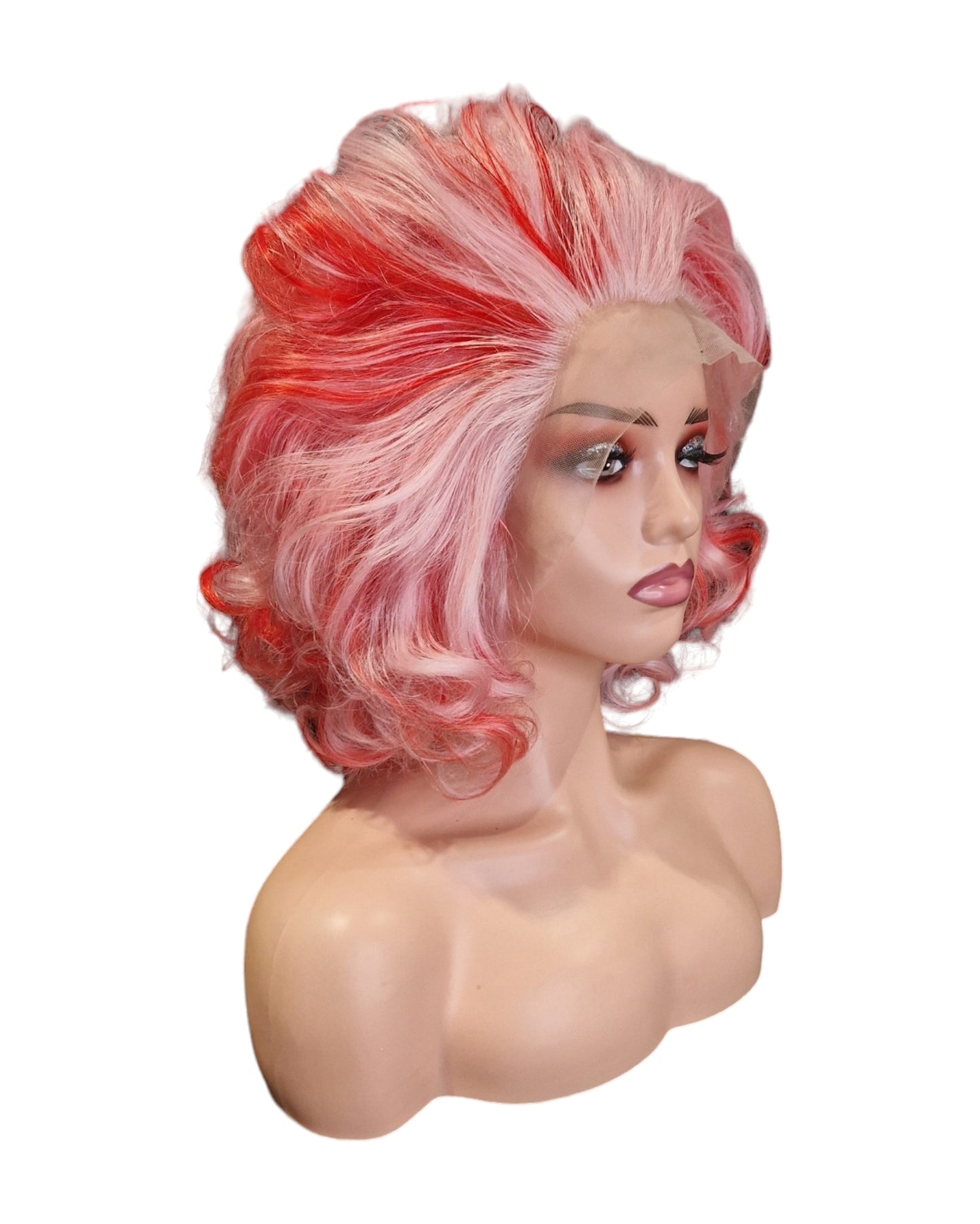 Pink & White Marilyn Style Drag Queen Lace Front Wig.