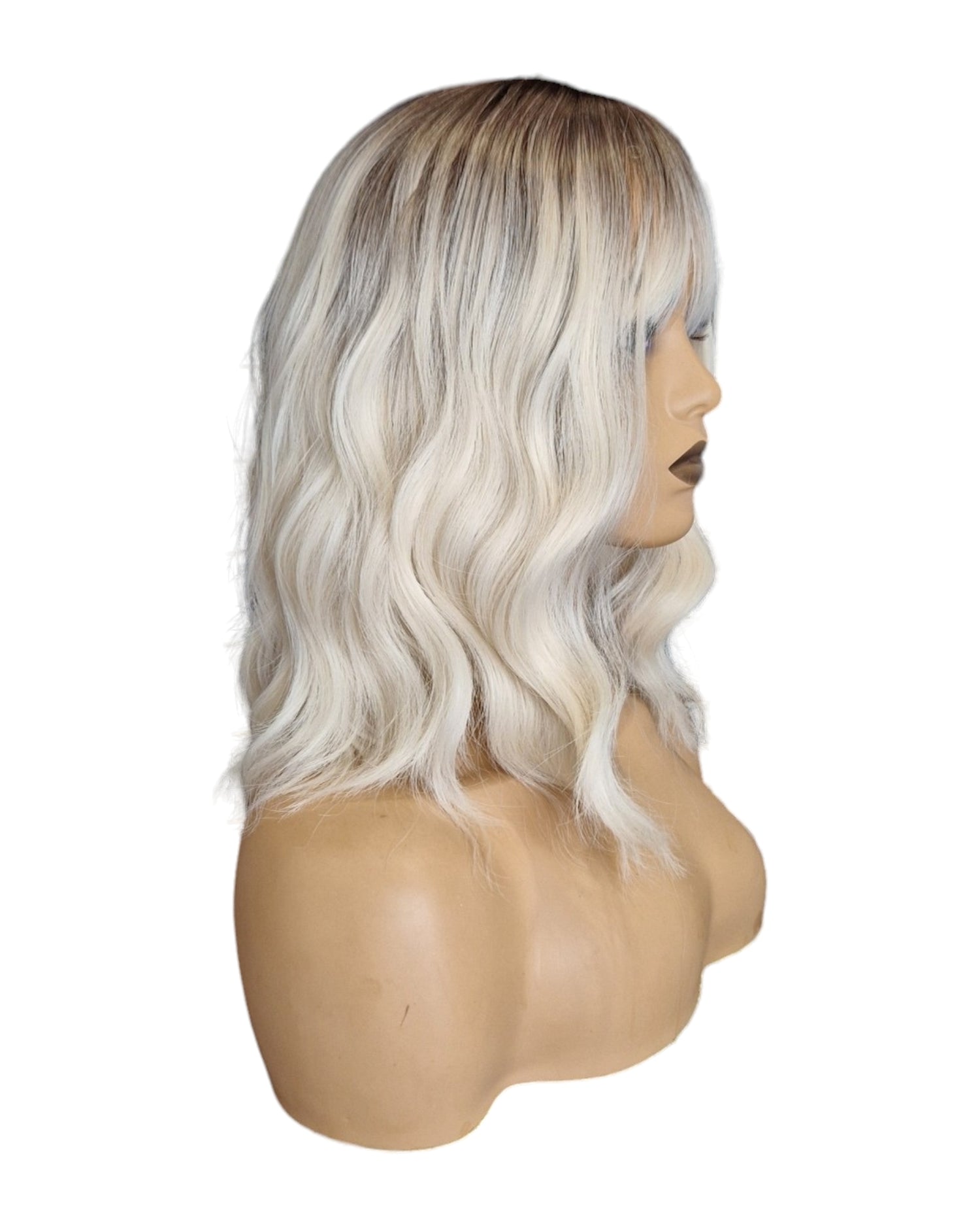 Light Blonde Wavy Shoulder Length Bob Wig. Abigail-CelebWigs