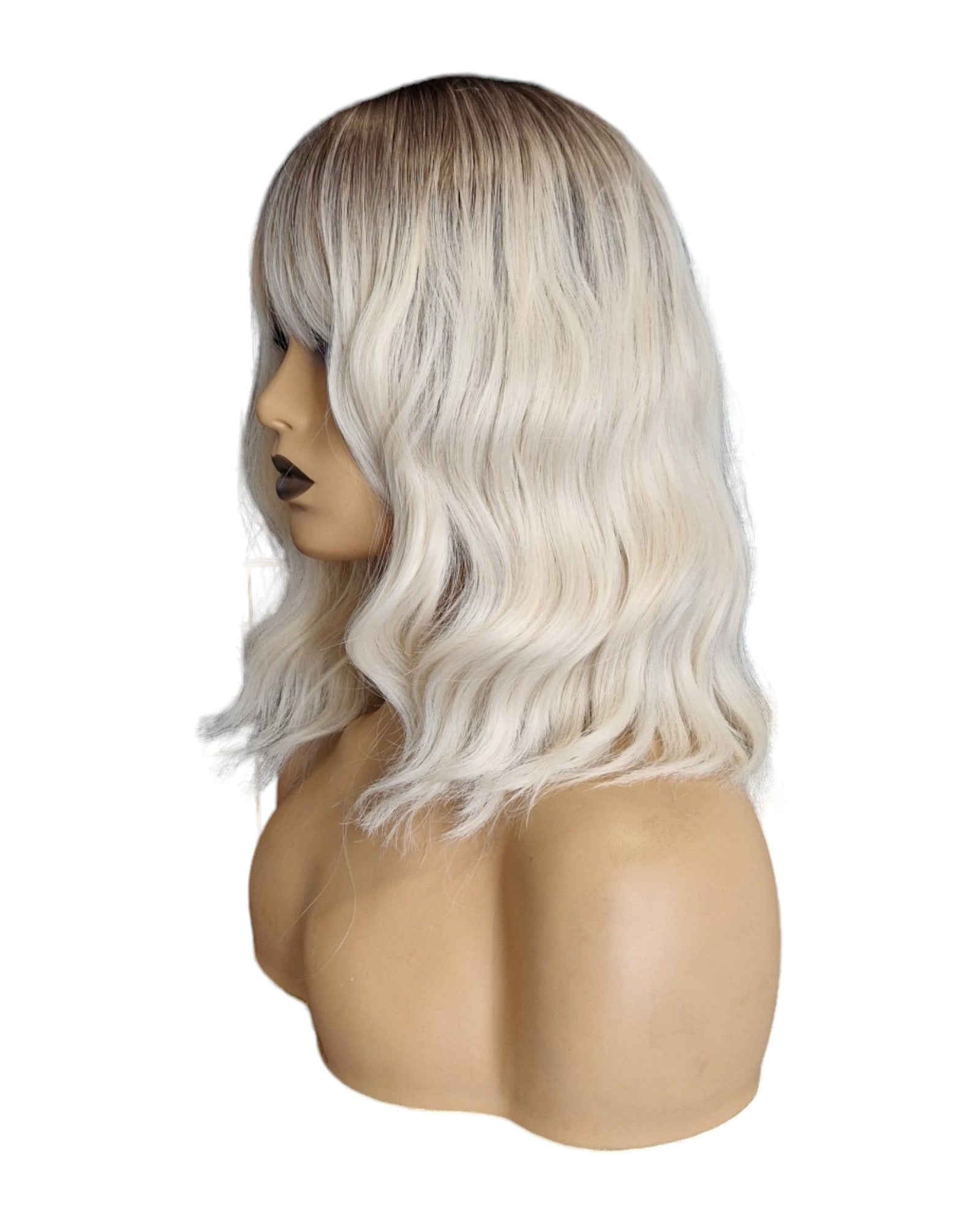 Light Blonde Wavy Shoulder Length Bob Wig. Abigail-CelebWigs