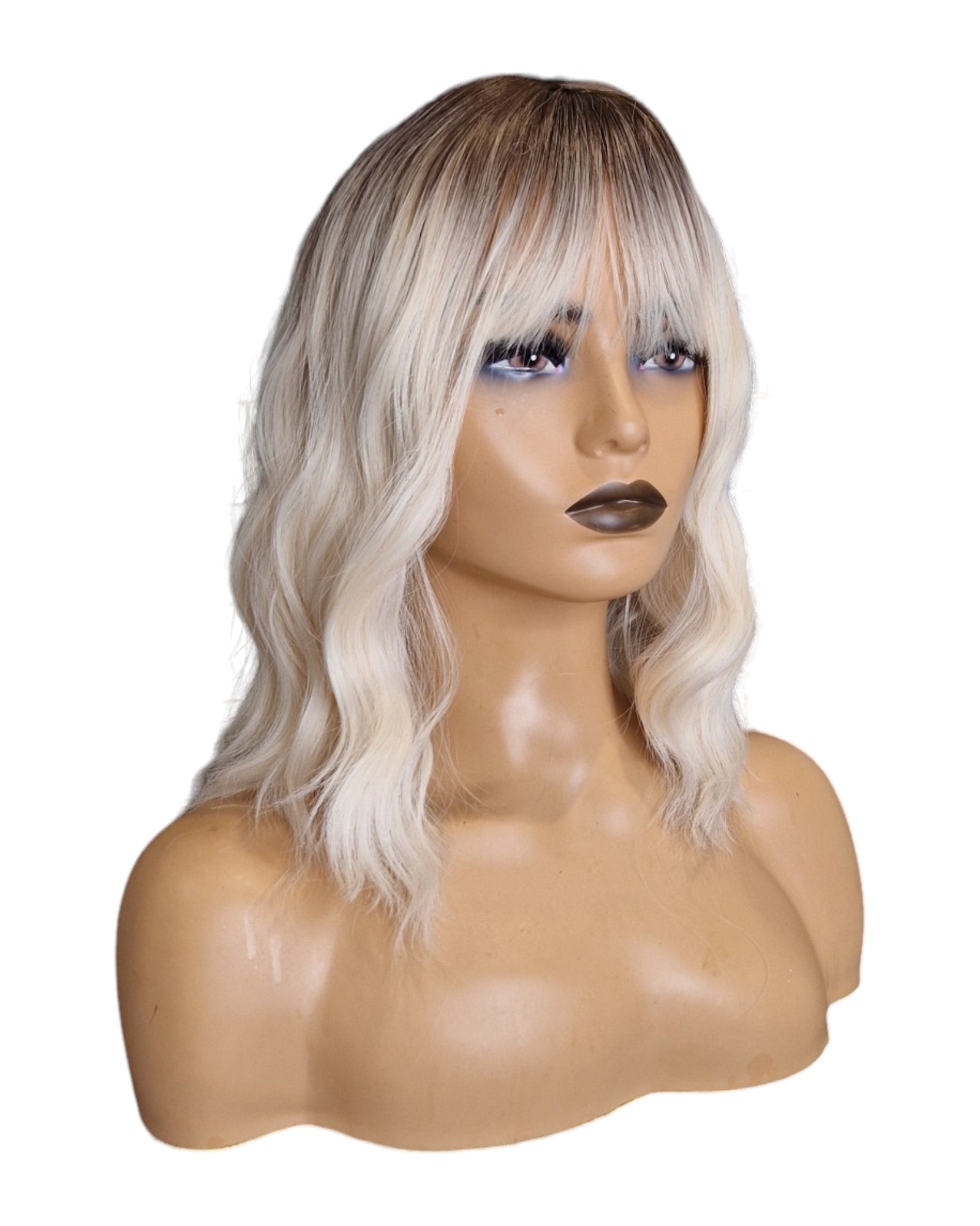 Light Blonde Wavy Shoulder Length Bob Wig. Abigail-CelebWigs