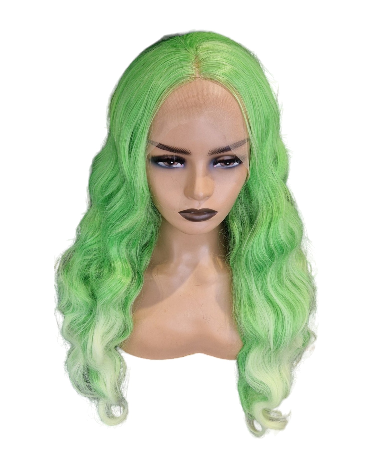 Green Ombre Wavy Lace Front Wig. Viper-CelebWigs