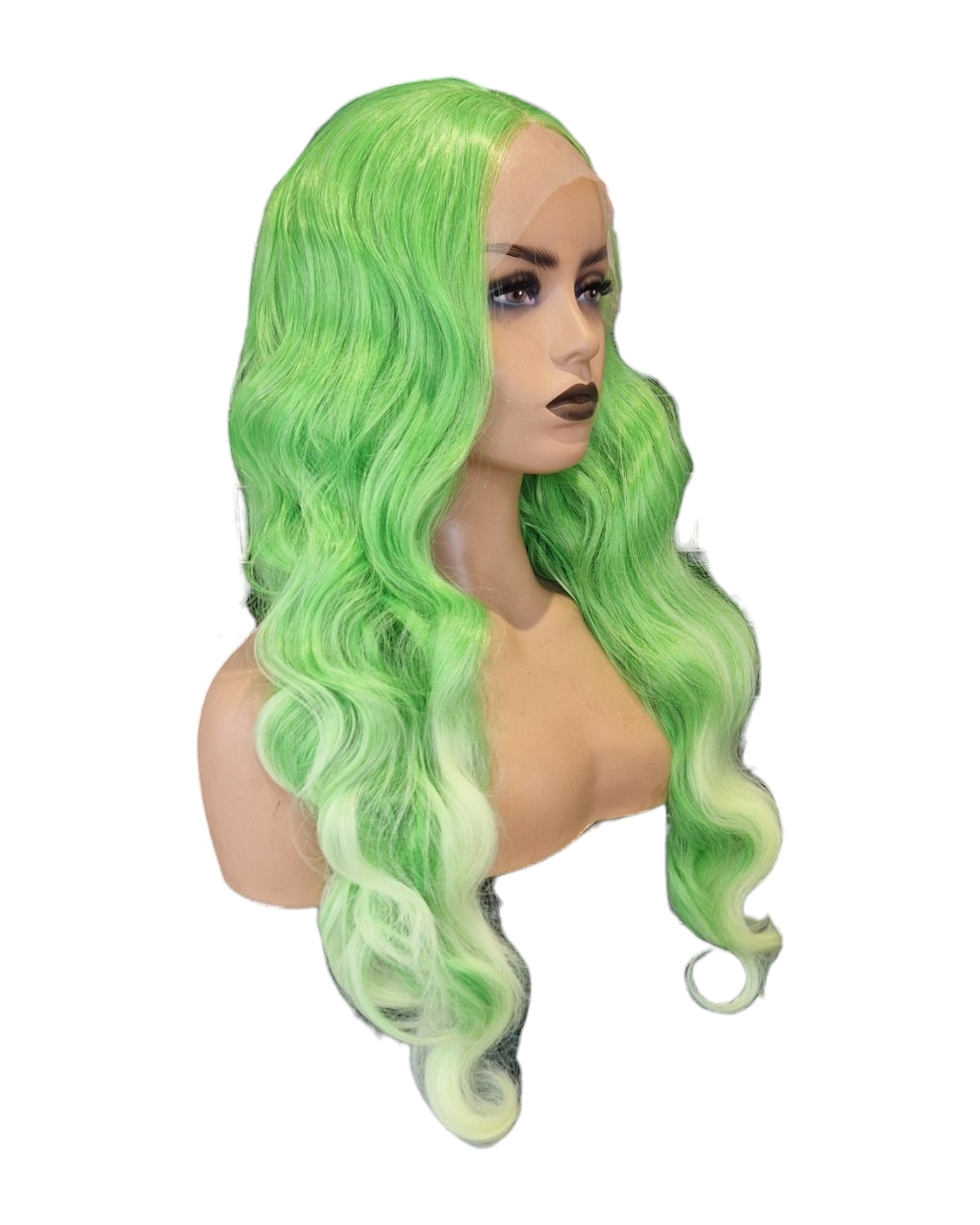 Green Ombre Wavy Lace Front Wig. Viper-CelebWigs