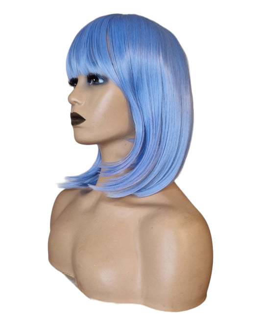 Pastel Blue Bobbed Bob Hairstyle Wig. Isla