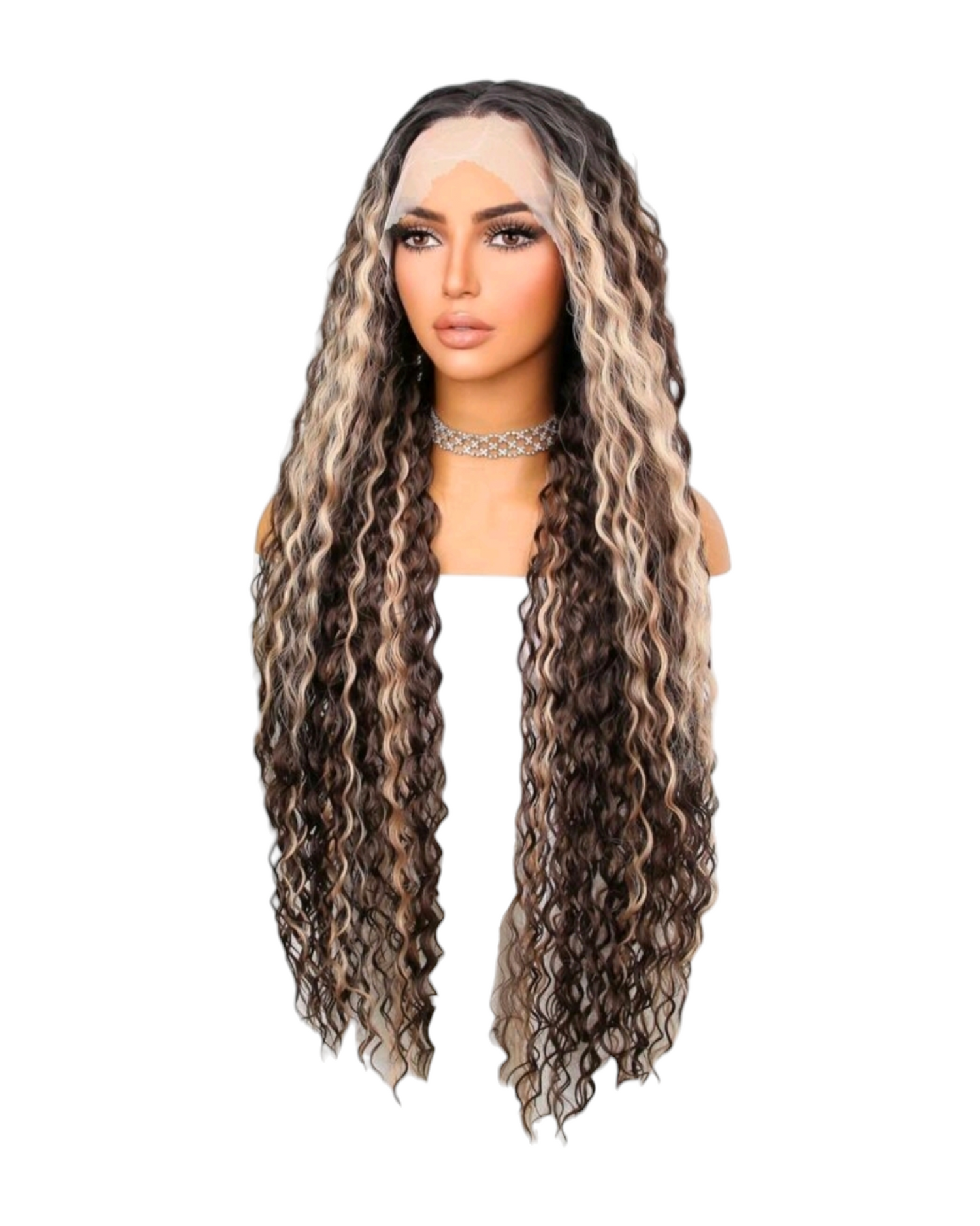 Brown Blonde Wavy T Part Lace Front Wig. Fariha.-CelebWigs