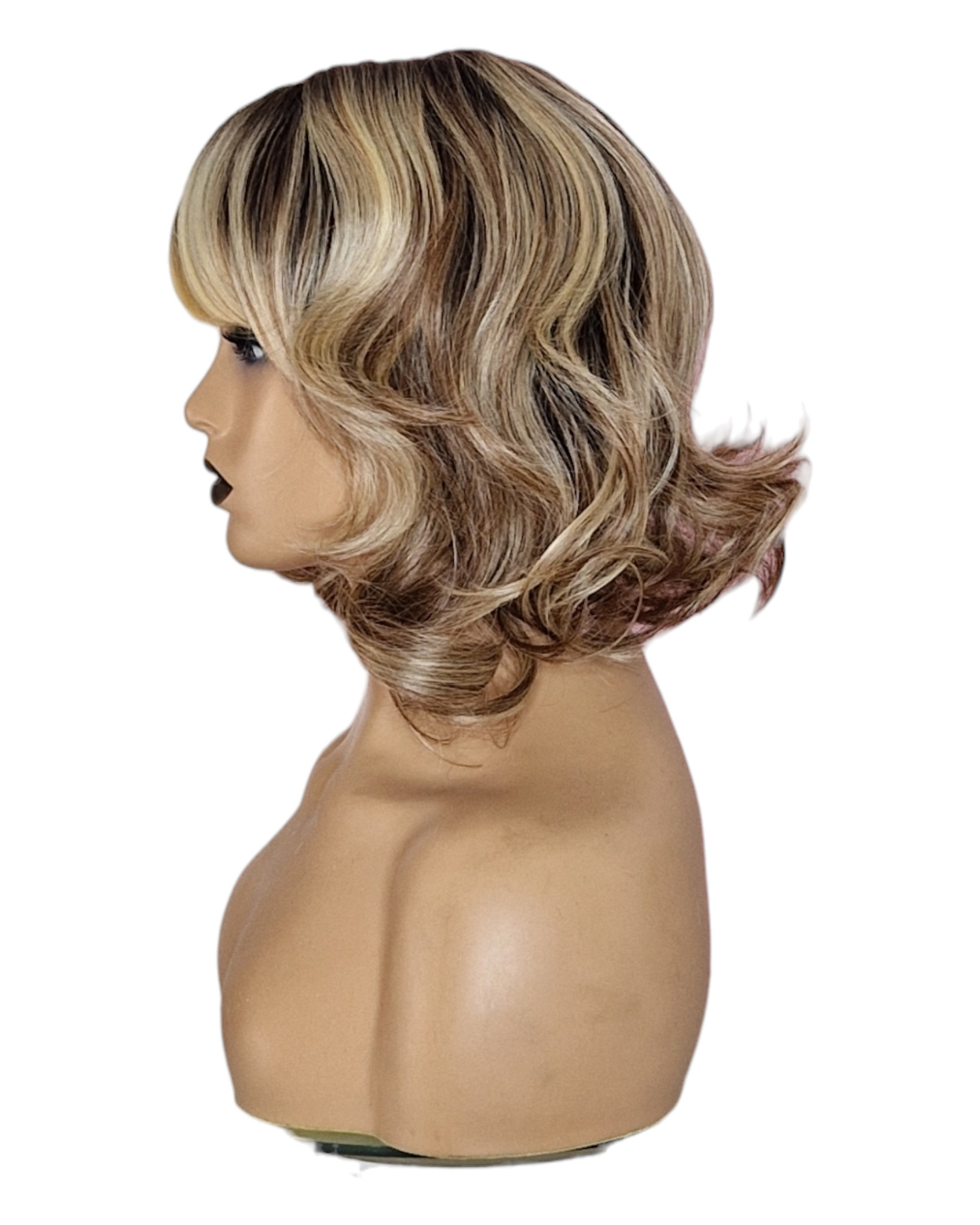 Chic Chocolate Blonde Short Wavy Wig. AJ-CelebWigs