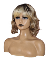 Chic Chocolate Blonde Short Wavy Wig. AJ-CelebWigs