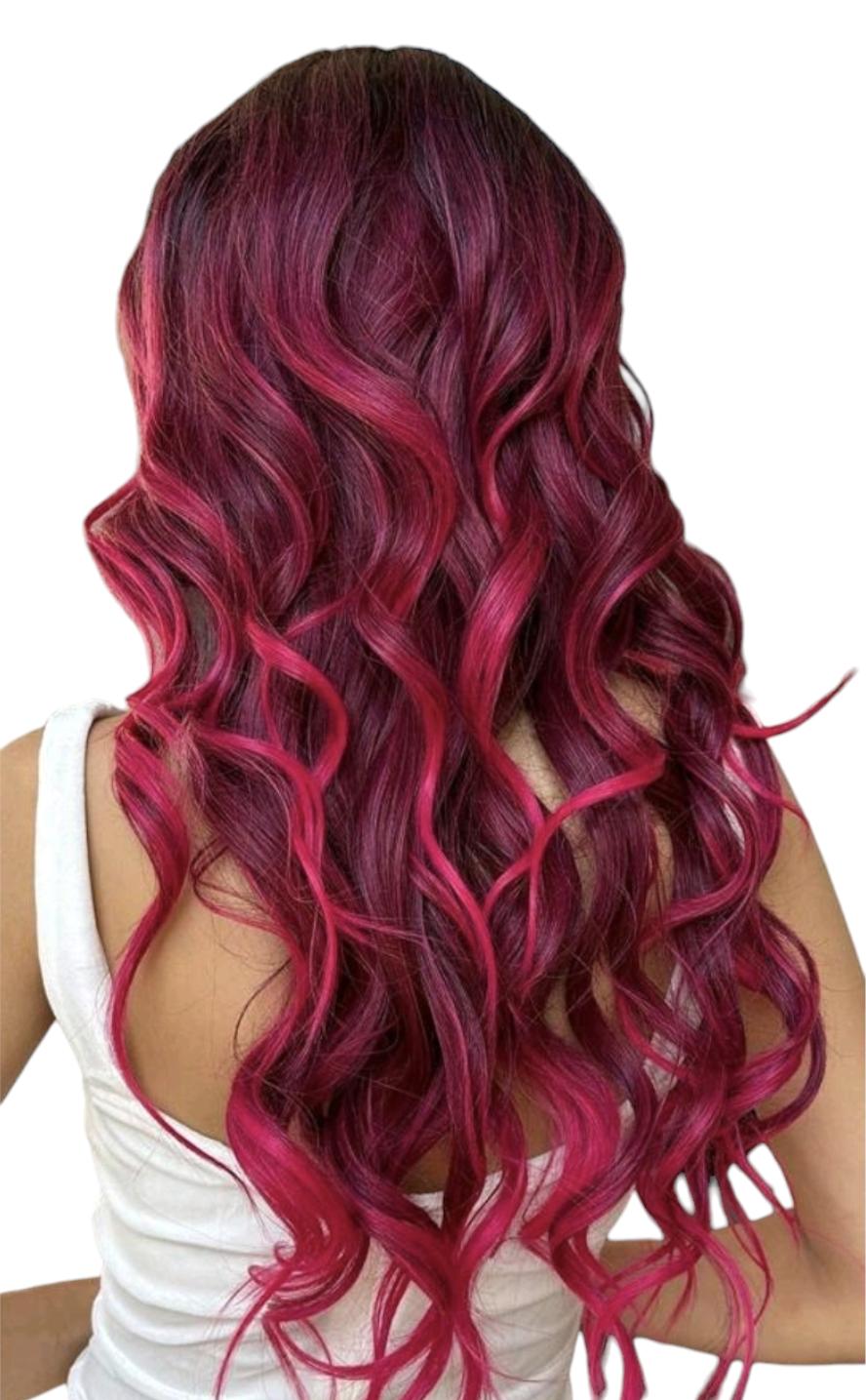 Red Purple Wavy Long Wig. Jaqui.