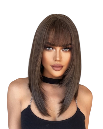 Brown Long Bob Style Kaia Wig-CelebWigs