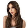 Dark Brown Straight Layered Long Fringe Bangs Wig. Ally