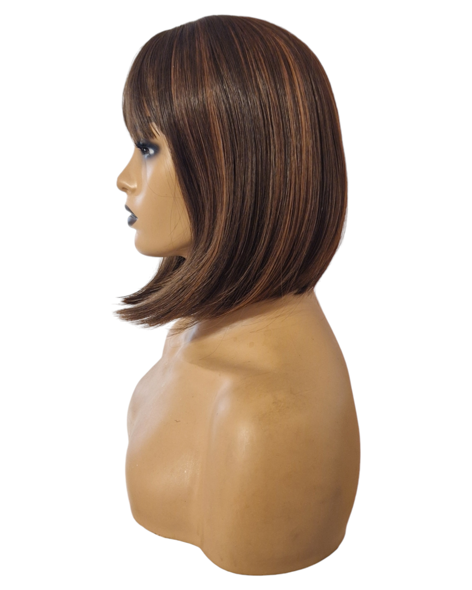 Auburn Streaked Brown Bob Wig. Marcy.