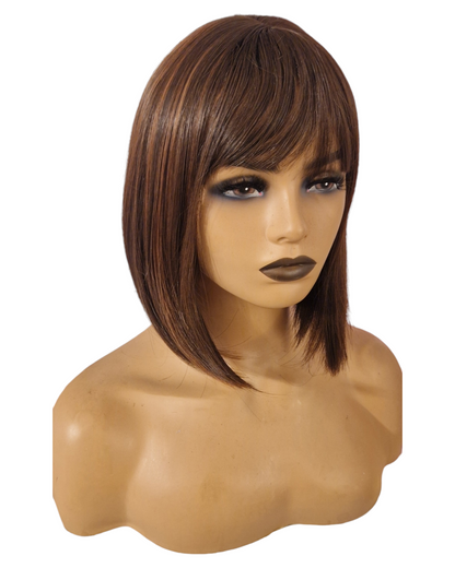 Auburn Streaked Brown Bob Wig. Marcy.