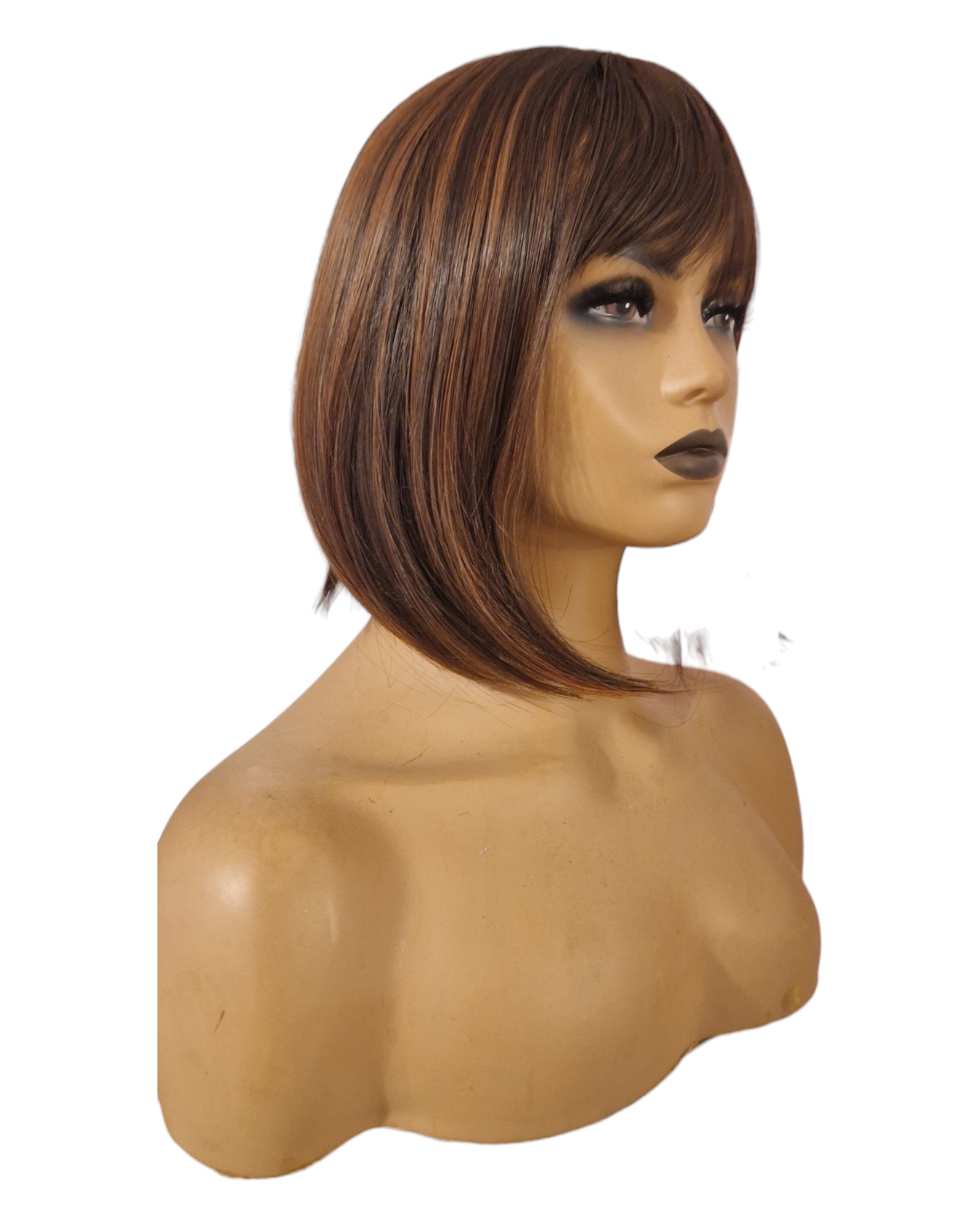 Auburn Streaked Brown Bob Wig. Marcy.