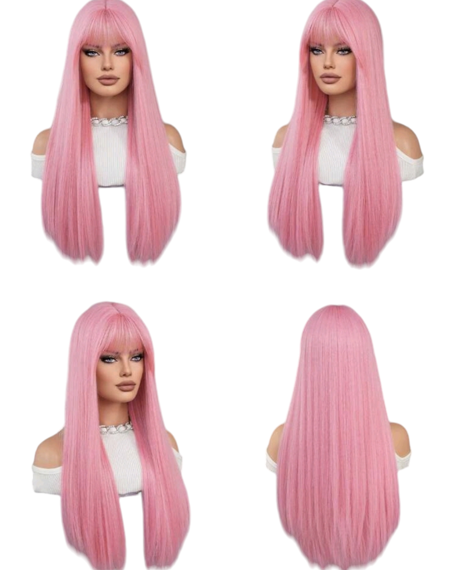 Pink Long Straight Wig. Janey