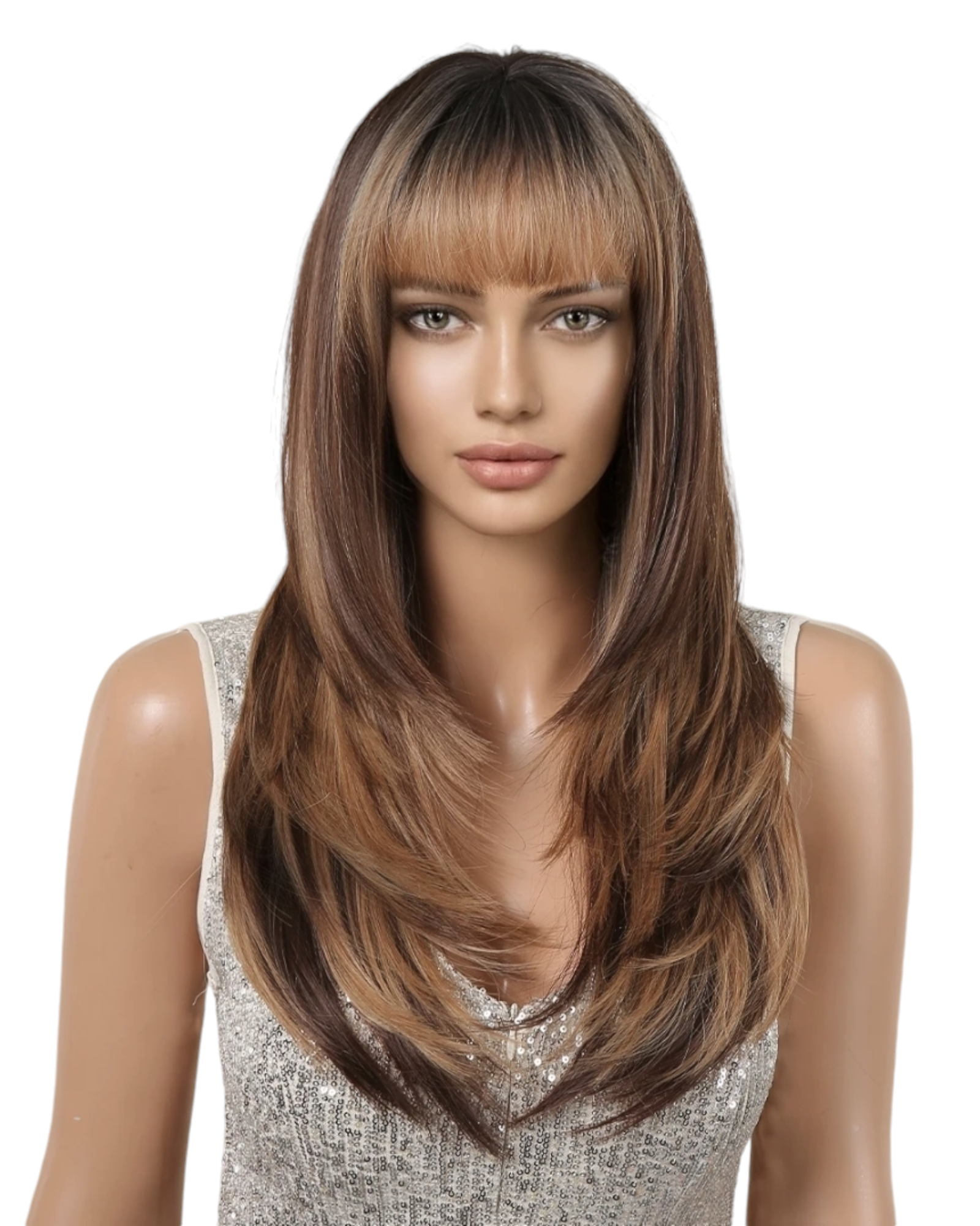 Light Brown Mix Layered Wig. Brooke