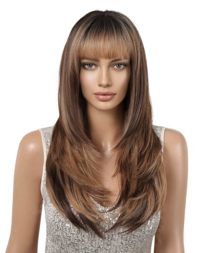 Light Brown Mix Layered Wig. Brooke