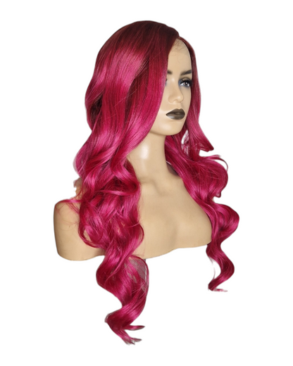 Red Side Part Lace Front Wig. Rosa.