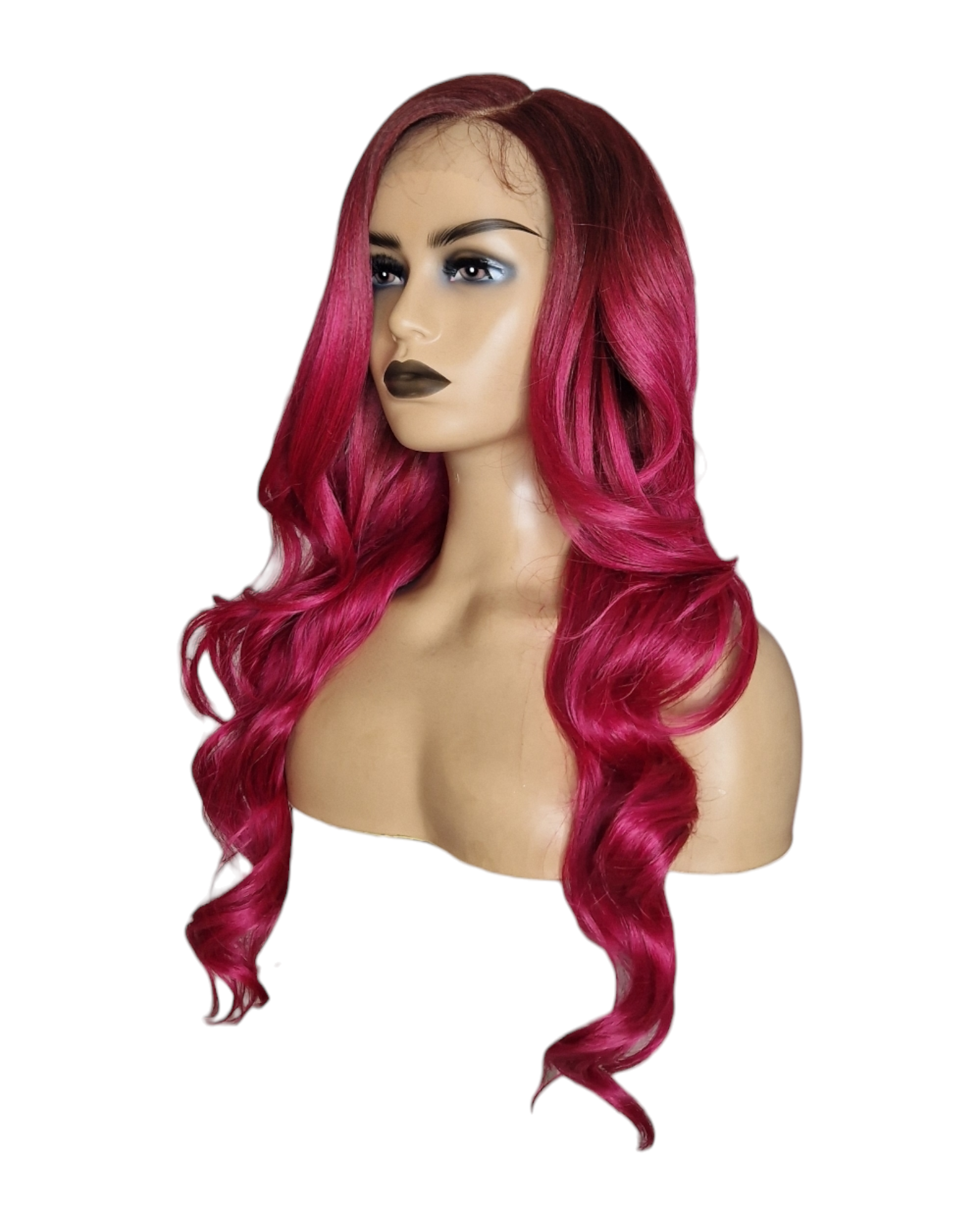 Red Side Part Lace Front Wig. Rosa.