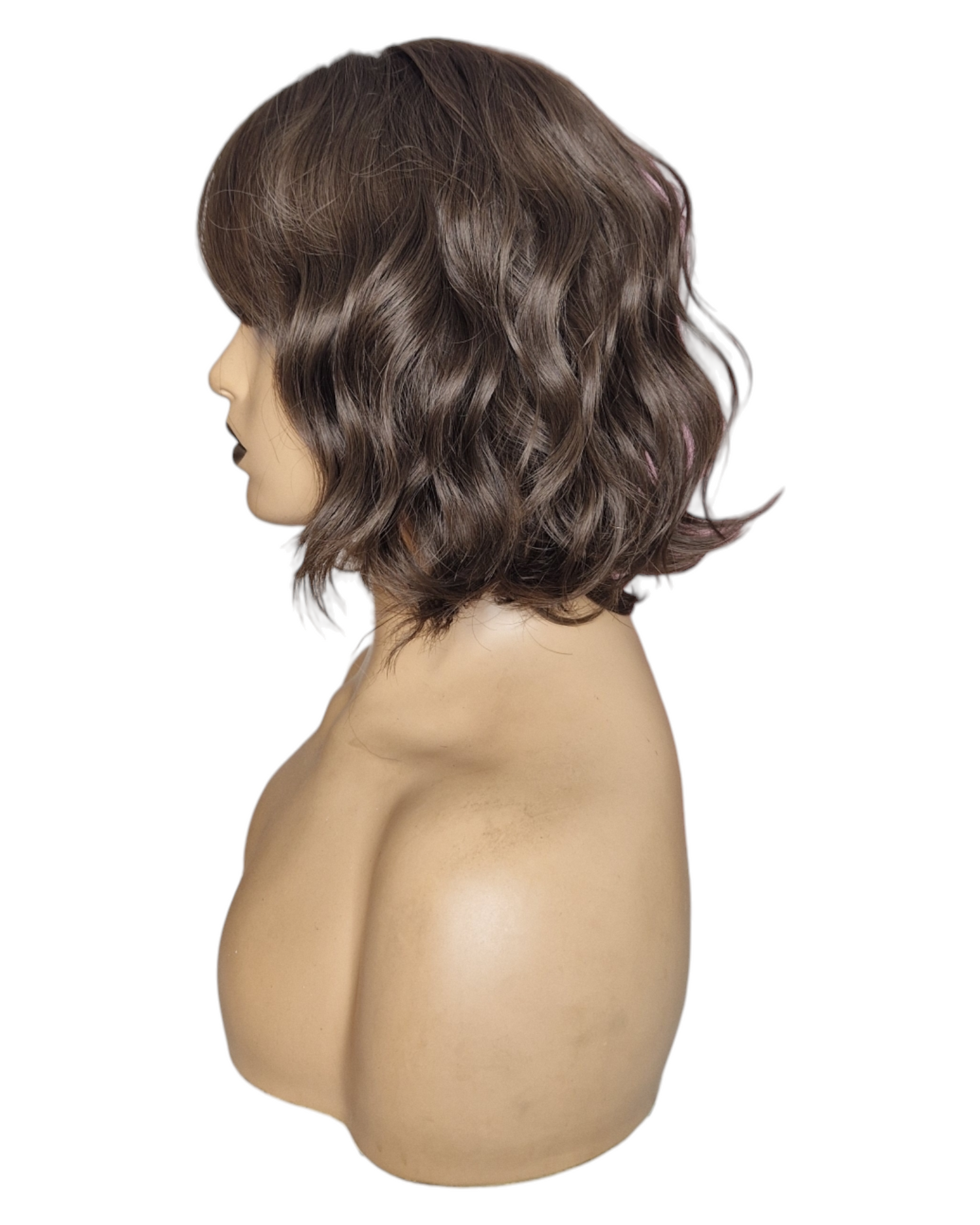 Mid Brown Wavy Bob Wig. Yuki