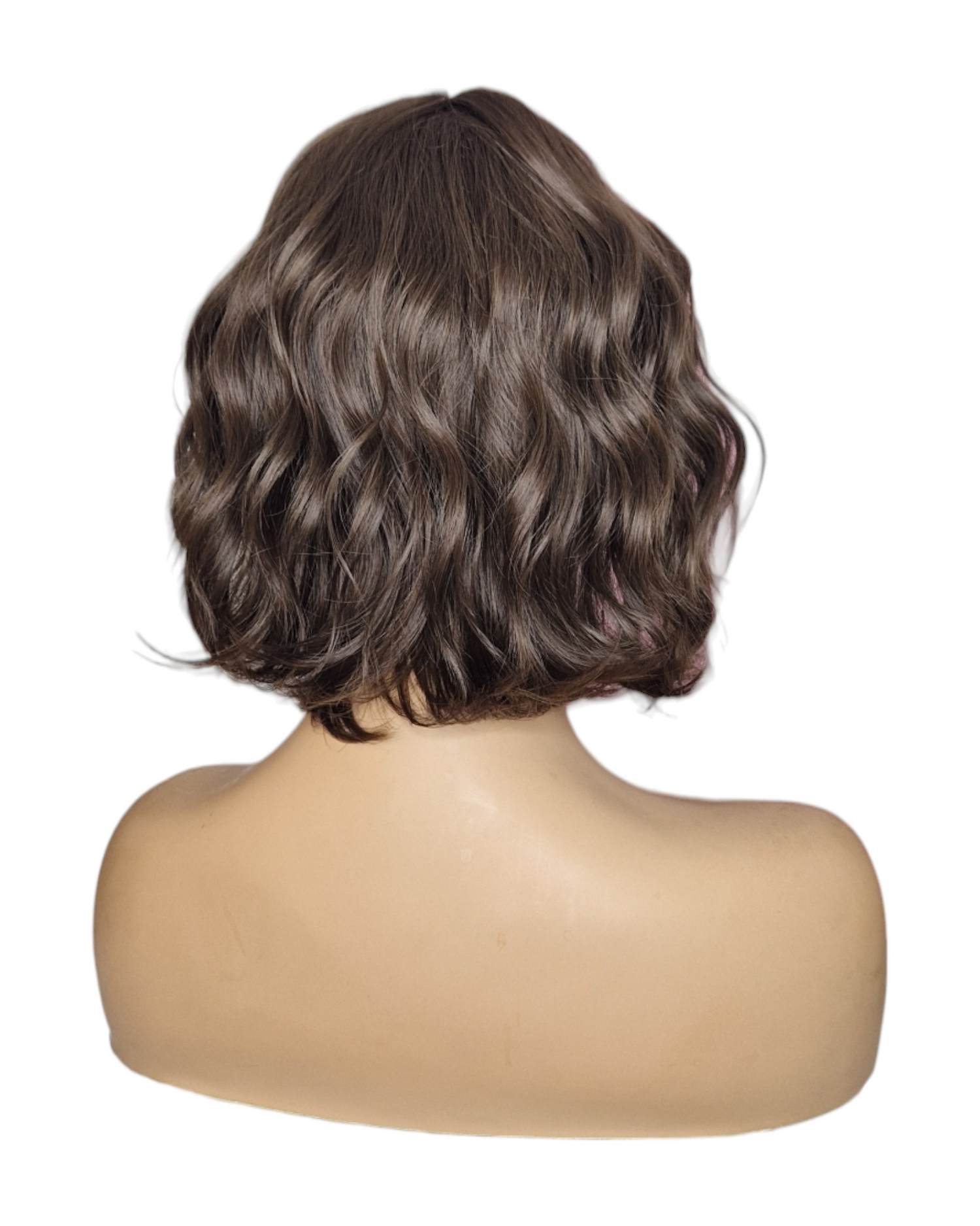 Mid Brown Wavy Bob Wig. Yuki