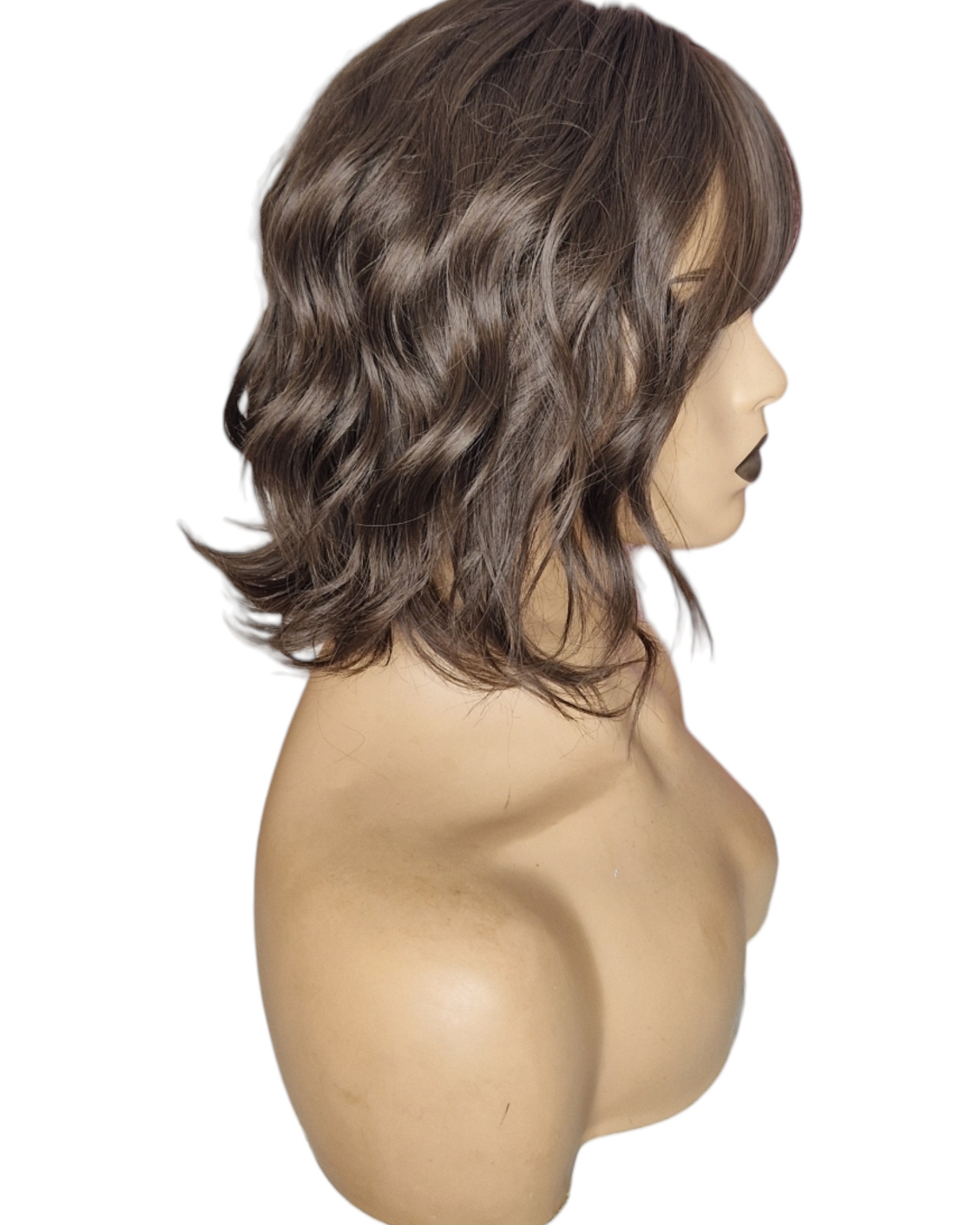 Mid Brown Wavy Bob Wig. Yuki