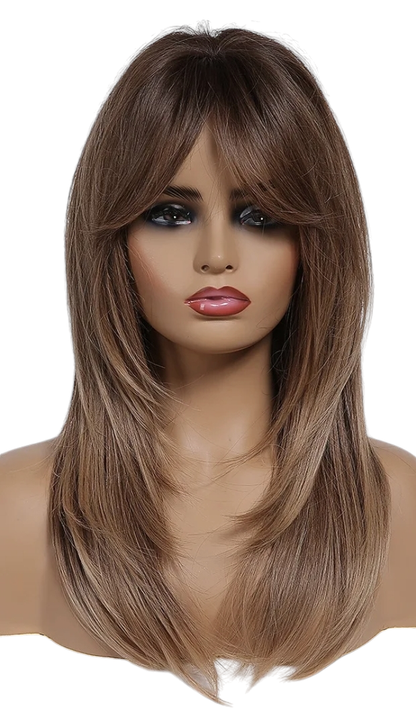 Golden Brown Face Framing Layered Wig. Ally