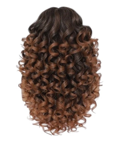 Dark Brown Caramel Curly Lace Front Wig. Zena