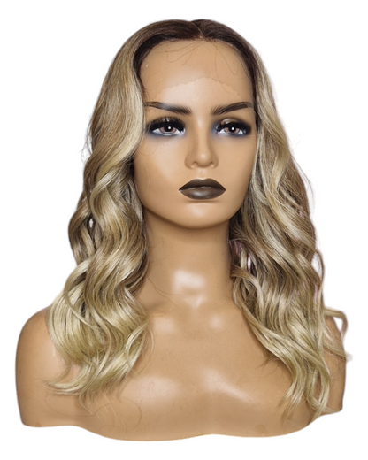 Ombre Blonde Mid Length Lace Front Wig. Jenni