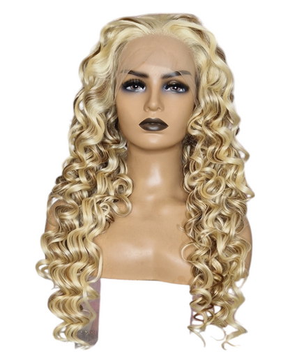 Curly Blonde Brown Lace Front Wig. Vienna