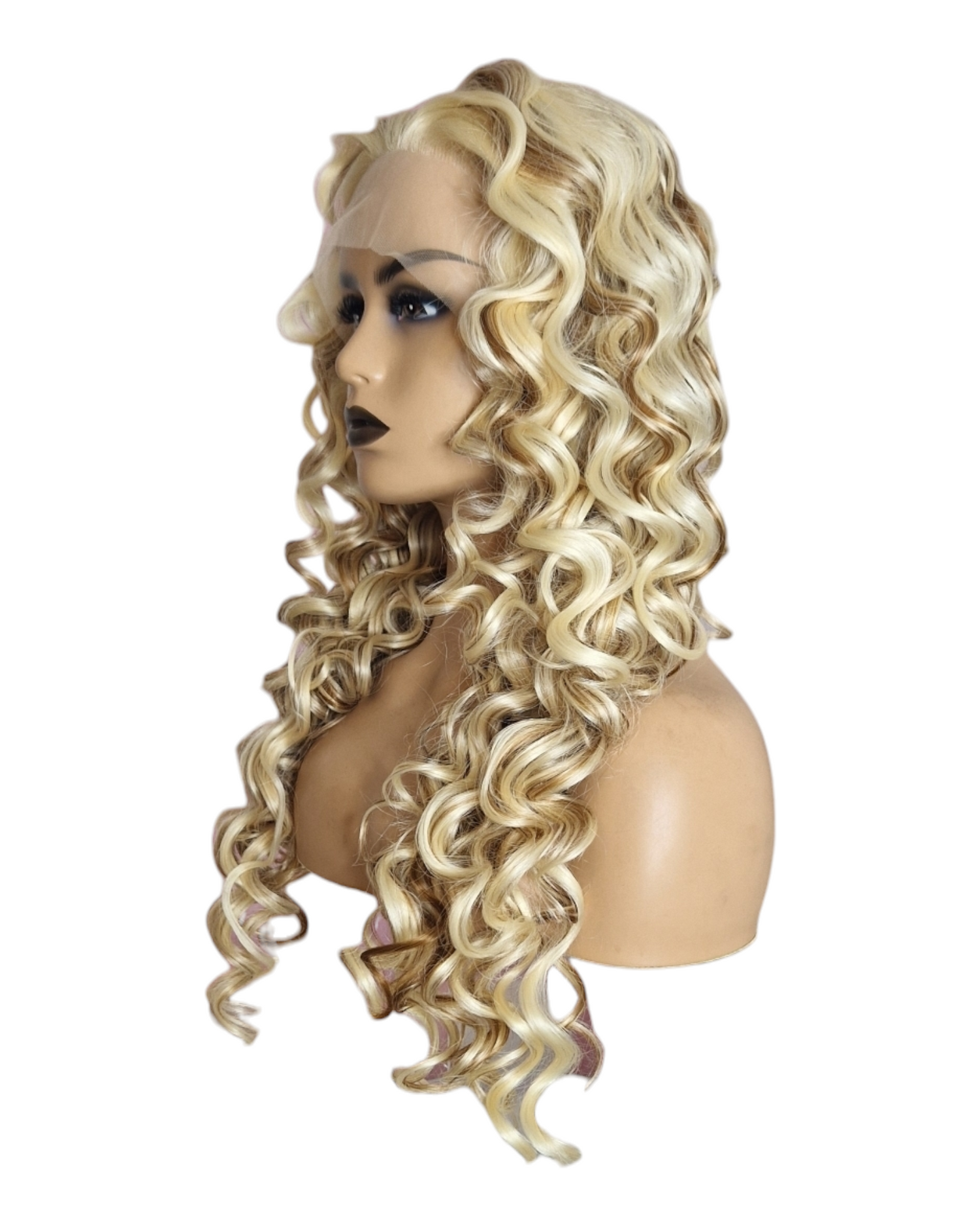 Curly Blonde Brown Lace Front Wig. Vienna