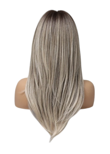 Silver Ash Blonde Tipped Layered Fringe Wig. Ally